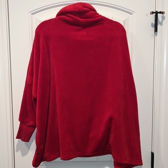 Soft cozy oversized plush red cowl neck loungewear sweatshirt fleece XL/1X - Picture 11 of 13